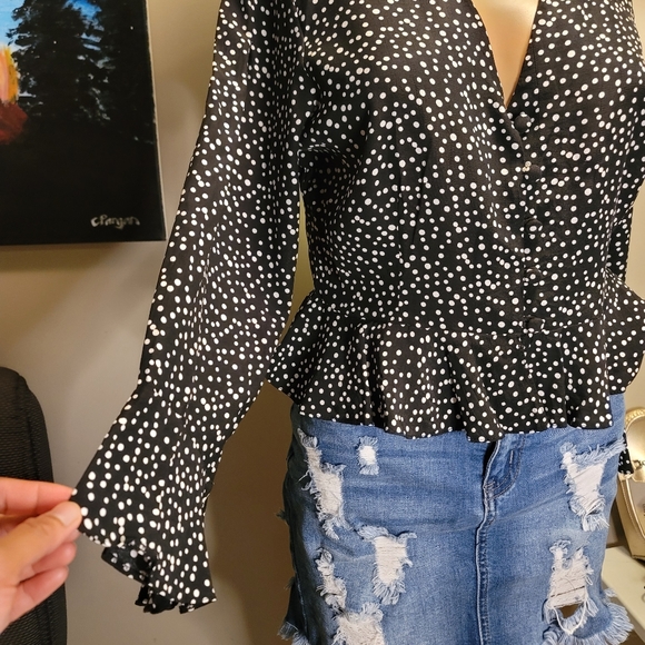 River Island Polkadot Longsleeves Blouse - Picture 2 of 14